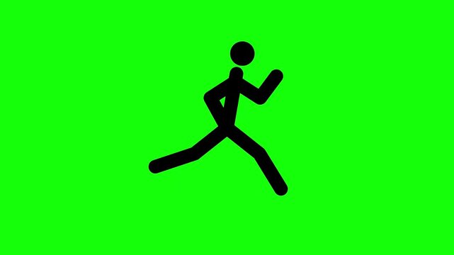Running stick figure person character in motion a simple black depicted