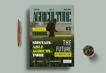 Modern Agriculture Magazine Cover Template Design