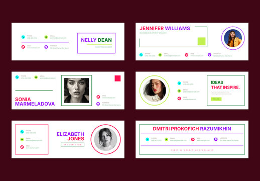 Modern Email Signature Templates With Colorful Accents