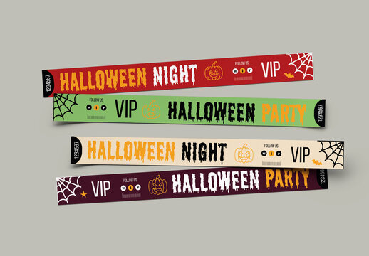 Vintage Halloween Party Wristband Template Design