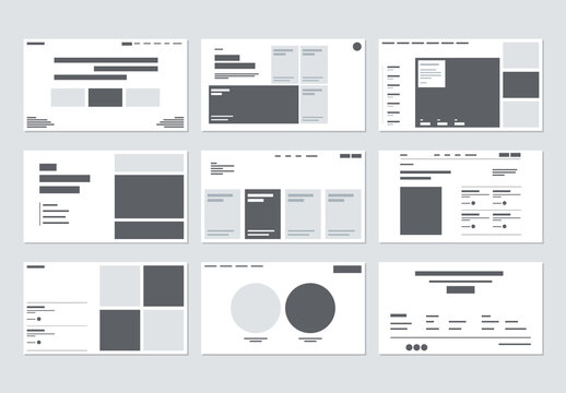 Website Landing Page Wireframe Templates with Minimalist UI Layouts