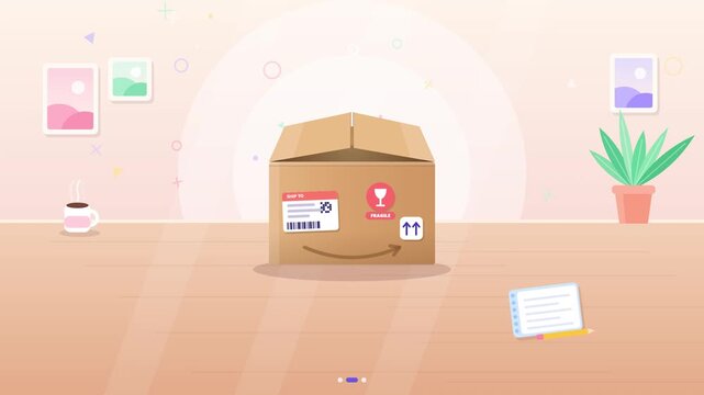 Your order has arrived box opening animation with review and rating