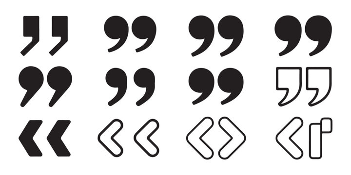 Assortment of quote marks and angle bracket symbols in various styles.
