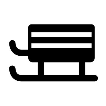Black wooden sled vector icon isolated on white background.