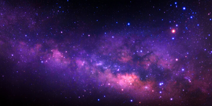 Panorama night sky space background, Starry universe in dark sky, Milky way galaxy with stardust field in deep universe