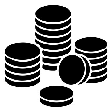 Stack of coins icon representing financial growth and metallic currency accumulation.