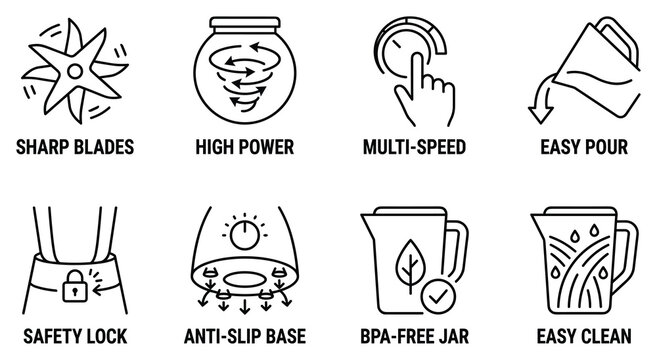 Sharp blender blades with high power, multi-speed and easy pour for kitchen use.