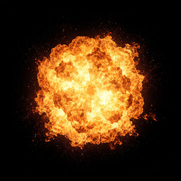 Ultra Detailed Cinematic Fire Blast With Bright Orange Flame Ribbons and Radiant Core