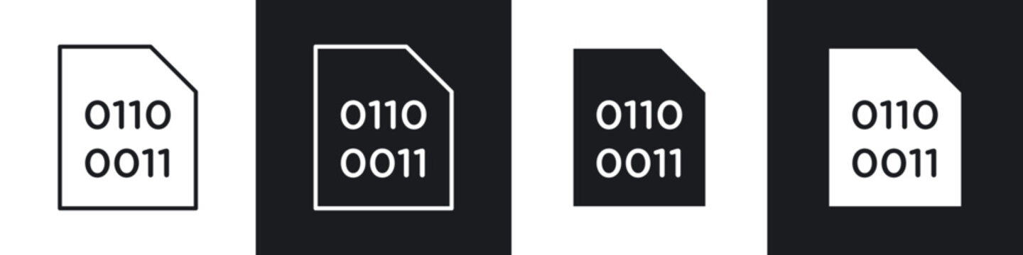 File Binary icon flat outline in black
