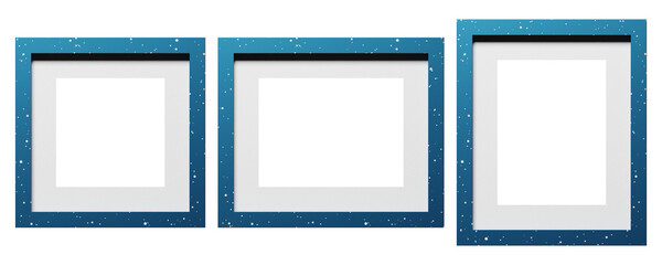 Elegant blue winter photo frame featuring delicate white snowflakes, a soft white inner border, and a modern rectangular design for seasonal photography, holiday greetings, and creative layouts. © shion