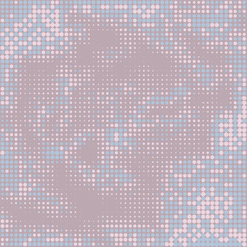 Halftone pink and purple gradient dots background. Digital dotted pastel colors pattern. Stylish tile of mosaic. Abstract pearl wallpaper. Vector texture