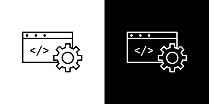 Web development icon flat outline in black