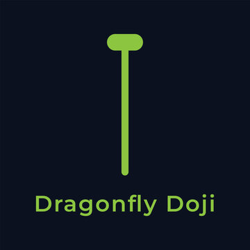 Dragonfly doji candlestick pattern icon illustration on dark background for stock market trading analysis