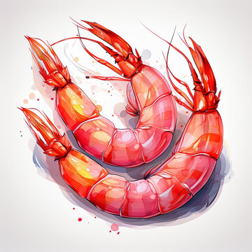 Three ebi shrimp - Japanese food isolated on white