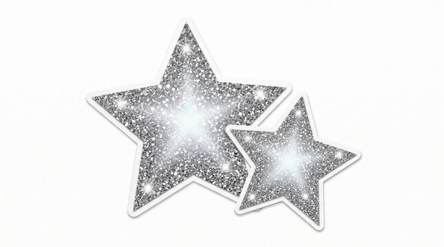 Glitter stars with sparkle details on white background featuring copy