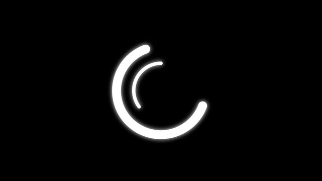 Circle loading animation and dynamic progress bar icon isolated on black background, for website wheel loading concept smooth buffering loop motion graphic in. 4k video quality