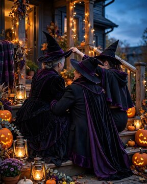 Three Generations in Coordinated Witch Attire