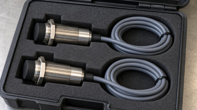 Industrial proximity sensor equipment in protective case