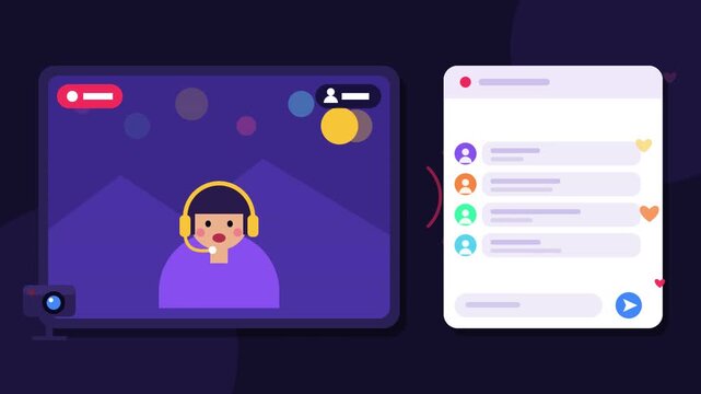 Mobile App UI Design with Video Call and Chat Interface