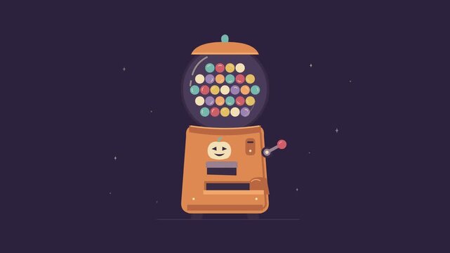 Halloween Candy Machine Dispensing Bouncing Sweets Animation Loop
