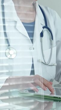 Medical professional using digital tablet, leveraging modern technology for patient care and health consultation, researching crucial information, and managing medical records