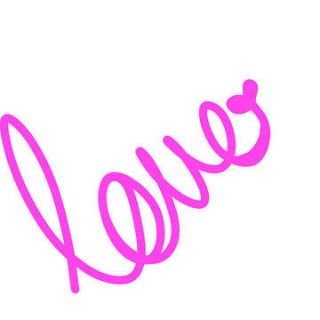 Upright handwriting in cursive love lettering