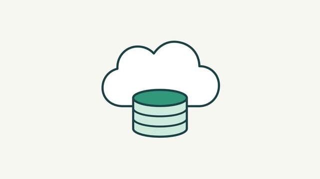 Minimal Cloud Database Icon with Animated Outline and Pulse