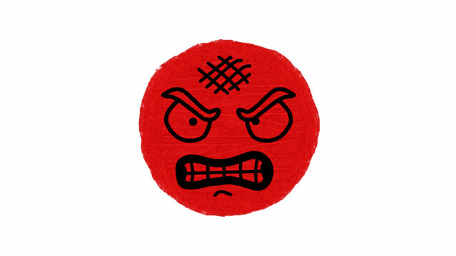 Furious Red Emoji Vector Illustration with Gritting Teeth and Angry Facial Expression
