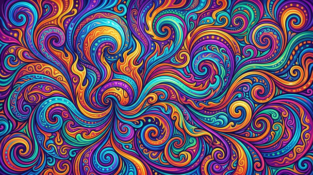 Vibrant psychedelic swirl pattern with colorful intricate details