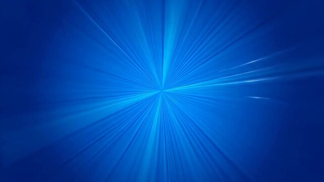 An abstract image displaying a central point emitting radiant blue rays, a vibrant burst