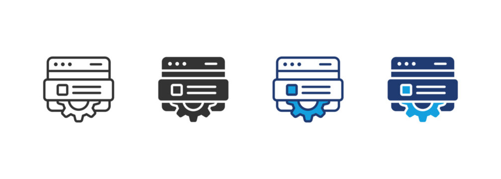 CMS vector icon with web window and gear