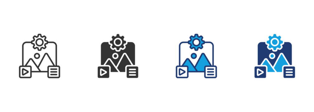 Digital media content management and multimedia file vector icon