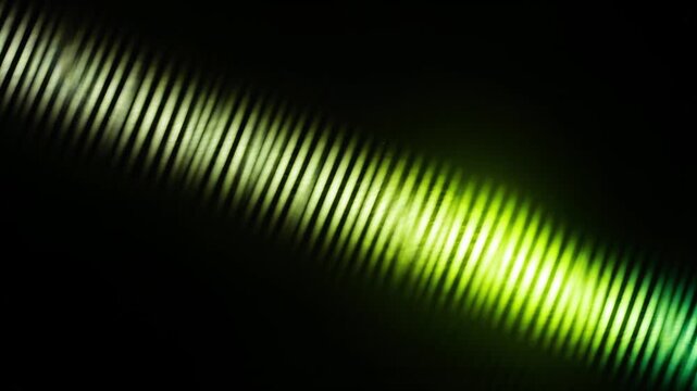 Abstract green light wave line background with laser optics and diffraction pattern effect