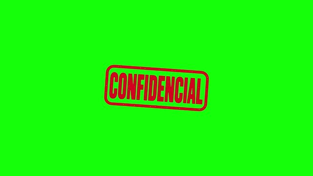 Sello rojo CONFIDENCIAL estampado con sello de madera sobre pantalla verde