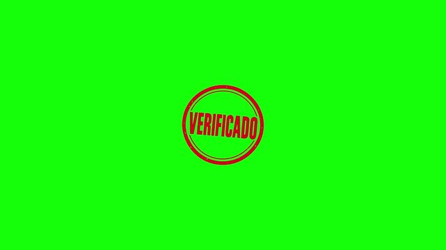 Sello rojo redondo VERIFICADO estampado sobre pantalla verde