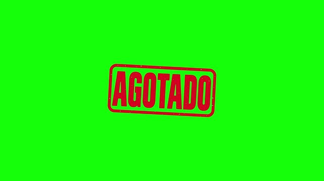 Sello rojo AGOTADO estampado con sello de madera sobre pantalla verde