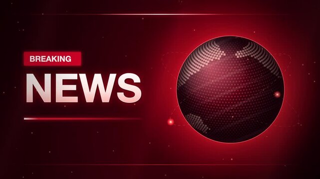 Dynamic Breaking News Background Template with Globe and Red Design Elements