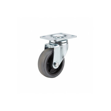 Swivel caster wheel with metal plate and rubber tire