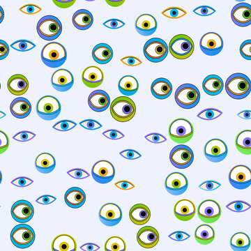 Stylized eyes seamless pattern