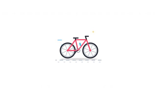 Minimalist red bicycle animation on white background