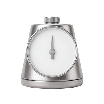 Silver kitchen timer with blank dial isolated PNG cutout