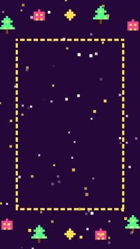 Christmas Pixel Art Frame Title Background on Arcade Purple Loop