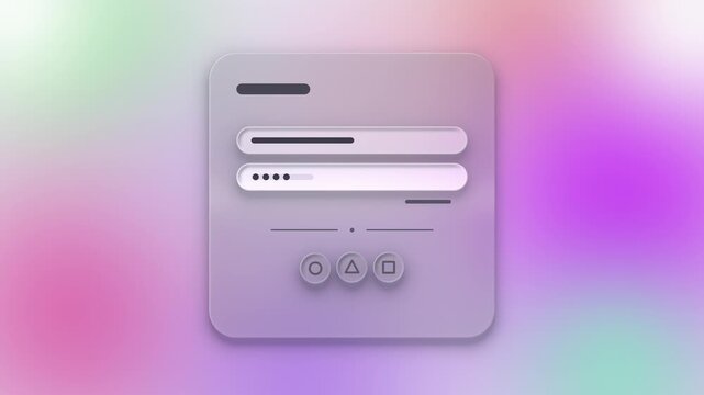 A modern user interface design concept with pastel gradients and geometric shapes