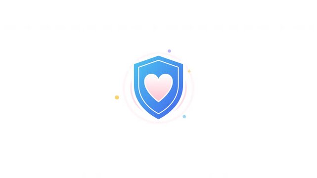 Blue health insurance shield icons with hearts on white background