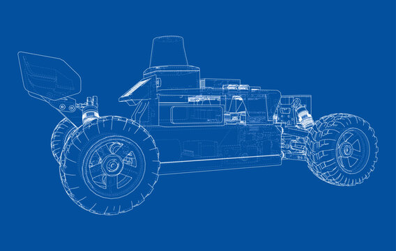 blueprint of off-road vehicle design. Vector