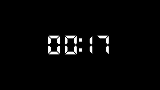 Minimal White Seven Segment Digital Clock Numbers Motion Graphic