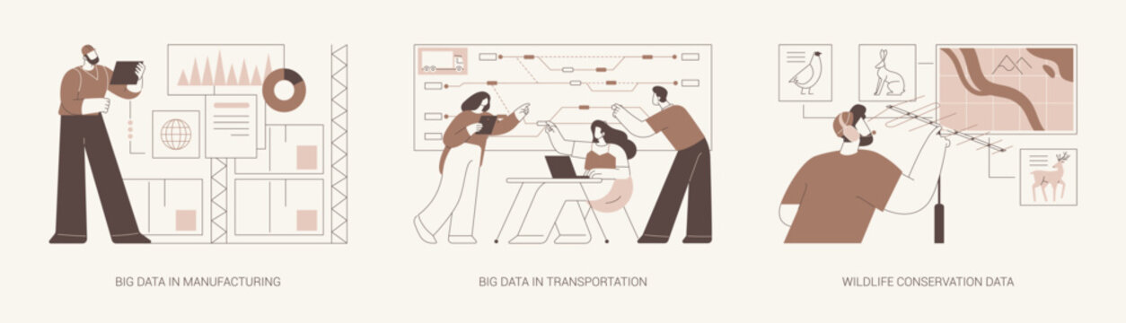 Big Data applications isolated cartoon vector illustrations se