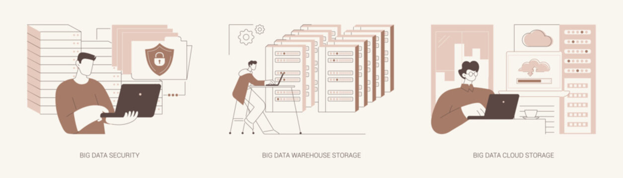 Big Data storage isolated cartoon vector illustrations se