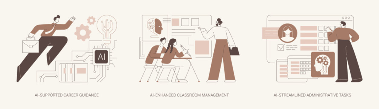 AI in Learning Management abstract concept vector illustrations.