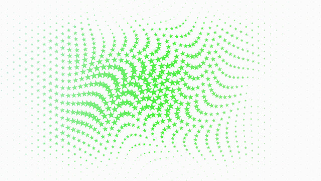 Abstract green hexagon pattern with swirling motion on white